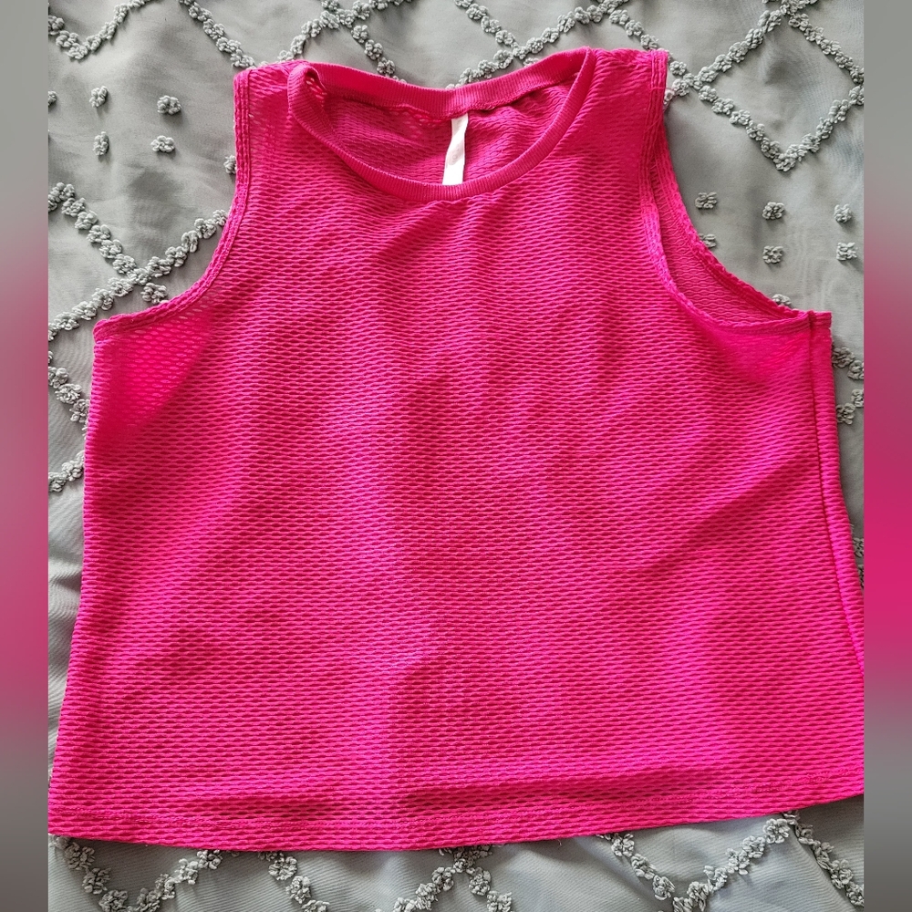 Large Hot Pink Mesh Athletic Crop Top